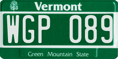 VT license plate WGP089