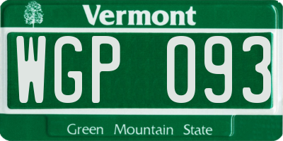 VT license plate WGP093