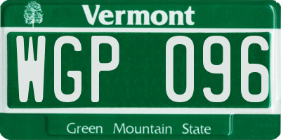 VT license plate WGP096