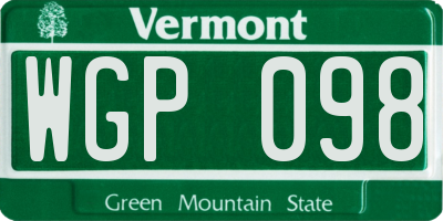VT license plate WGP098