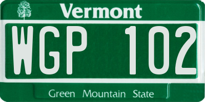 VT license plate WGP102