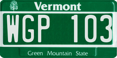 VT license plate WGP103