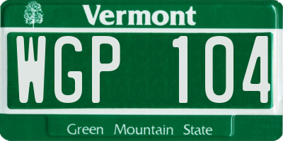 VT license plate WGP104