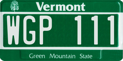 VT license plate WGP111