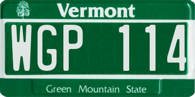 VT license plate WGP114