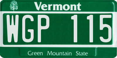 VT license plate WGP115