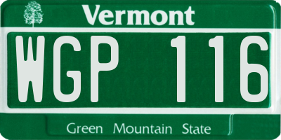 VT license plate WGP116