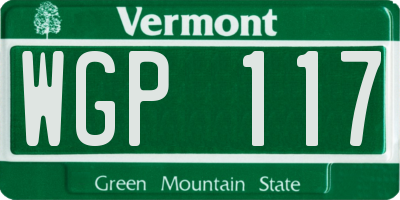 VT license plate WGP117