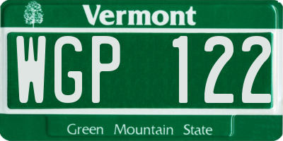 VT license plate WGP122