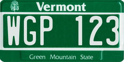 VT license plate WGP123