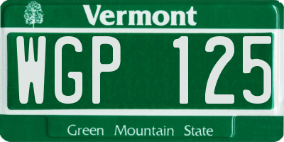 VT license plate WGP125