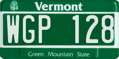 VT license plate WGP128
