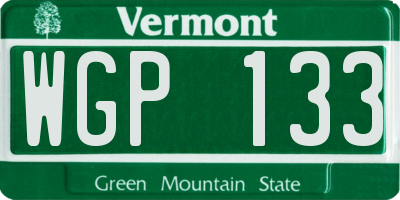 VT license plate WGP133