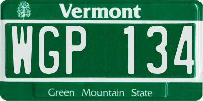 VT license plate WGP134