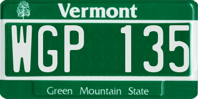 VT license plate WGP135