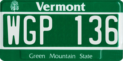 VT license plate WGP136