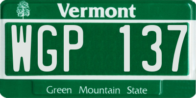 VT license plate WGP137