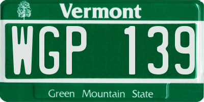 VT license plate WGP139
