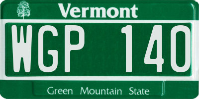 VT license plate WGP140