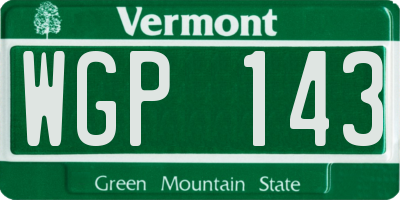 VT license plate WGP143