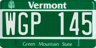 VT license plate WGP145