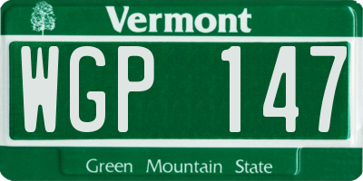 VT license plate WGP147