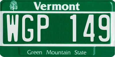 VT license plate WGP149