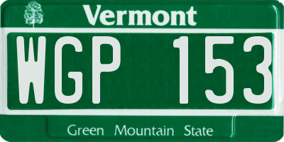VT license plate WGP153