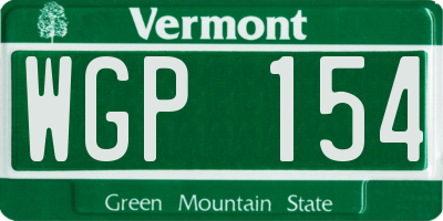 VT license plate WGP154