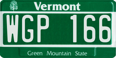 VT license plate WGP166