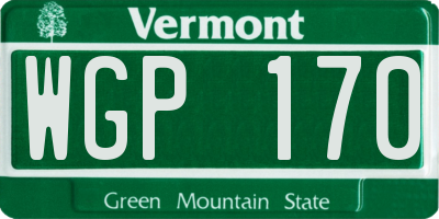 VT license plate WGP170