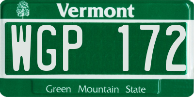 VT license plate WGP172