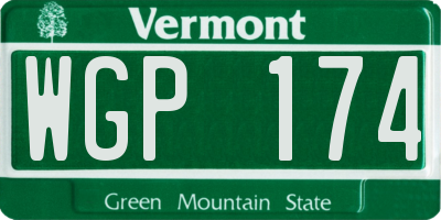 VT license plate WGP174