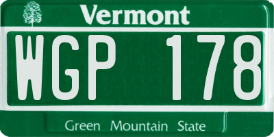 VT license plate WGP178