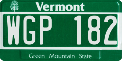 VT license plate WGP182