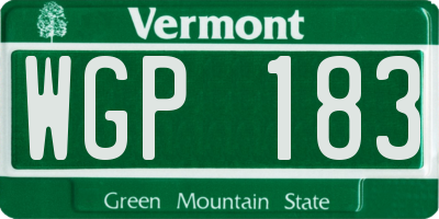 VT license plate WGP183
