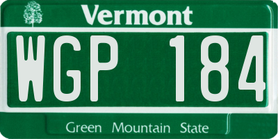 VT license plate WGP184