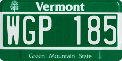VT license plate WGP185