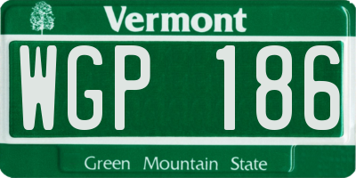 VT license plate WGP186