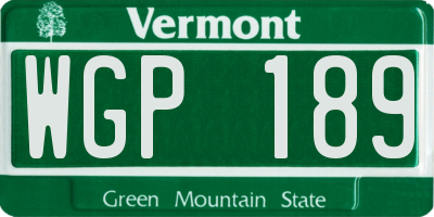 VT license plate WGP189