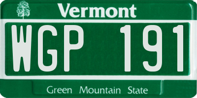 VT license plate WGP191