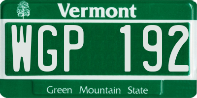VT license plate WGP192