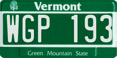 VT license plate WGP193