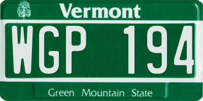 VT license plate WGP194