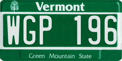 VT license plate WGP196