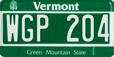 VT license plate WGP204