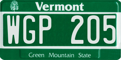 VT license plate WGP205