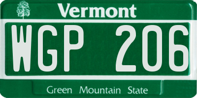 VT license plate WGP206
