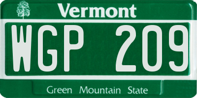 VT license plate WGP209