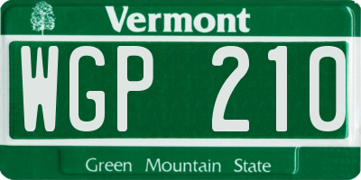 VT license plate WGP210